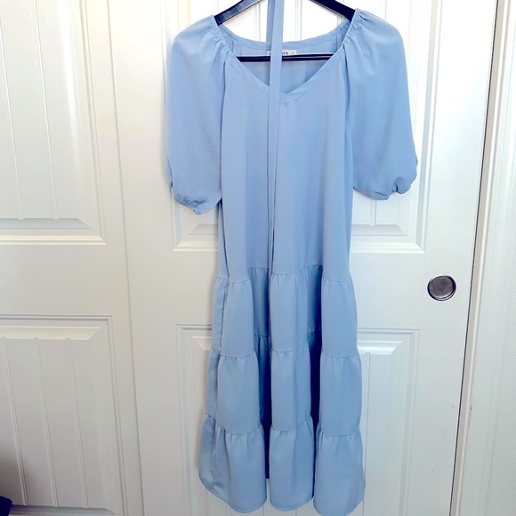 Grace Karin V Neck Swing Shift Dress with Belt - Picture 2 of 3